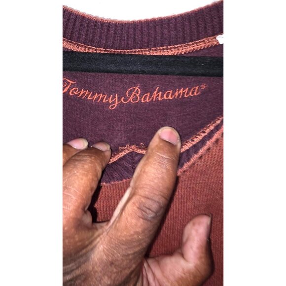Tommy Bahama Mens Knit Sweater Rust & Burgundy Cotton Blend Size L - Picture 4 of 6